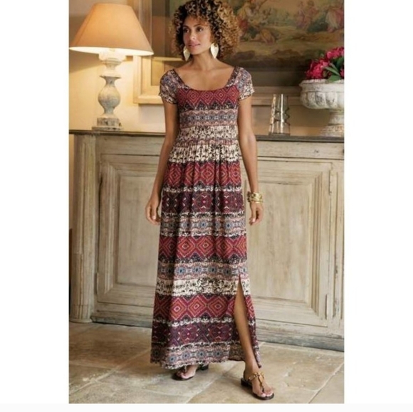 Soft Surroundings Marcelo Smocked Maxi Dress Size Large - Picture 1 of 16